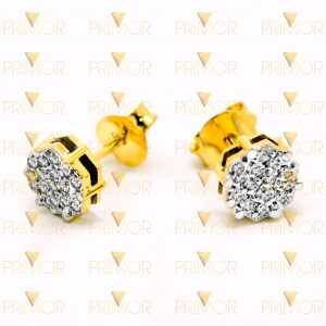 Brinco em ouro tipo hexagonal com 28 pedras e 5g de ouro BR035