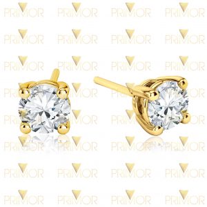 Brinco em ouro tipo ponto de luz unissex com pedra de 5mm BR043