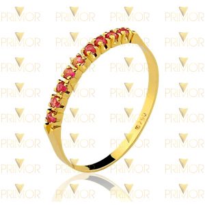 Meia aliança em ouro tradicional fina com 9 rubis MA001