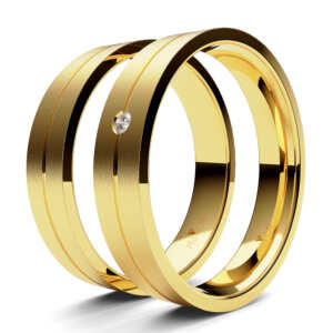 Par de Alianças em ouro modelo Abricó friso central AL075