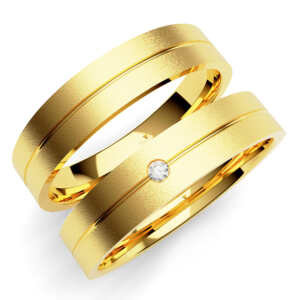 Par de Alianças em ouro modelo Abricó friso central AL075