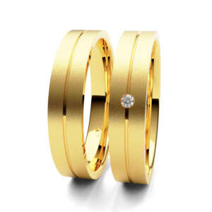 Par de Alianças em ouro modelo Abricó friso central AL075