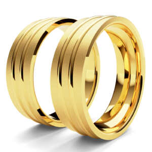 Par de Alianças em ouro modelo Alamanda com friso AL056