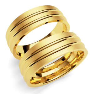 Par de Alianças em ouro modelo Alamanda com friso AL056