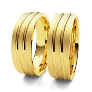 Par de Alianças em ouro modelo Alamanda com friso AL056