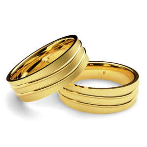 Par de Alianças em ouro modelo Alamanda com friso AL056