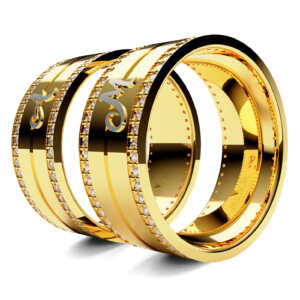 Par de Alianças em ouro modelo Alpina com Iniciais AL057