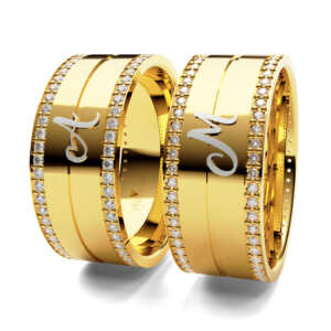 Par de Alianças em ouro modelo Alpina com Iniciais AL057