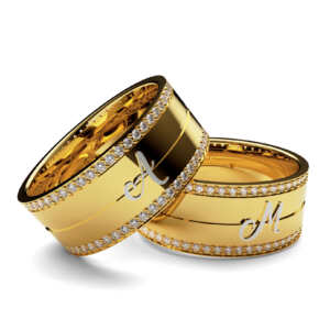 Par de Alianças em ouro modelo Alpina com Iniciais AL057