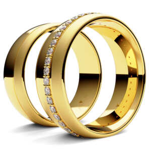 Par de Alianças em ouro modelo Anemona abaulada AL073