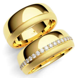 Par de Alianças em ouro modelo Anemona abaulada AL073