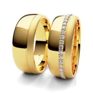 Par de Alianças em ouro modelo Anemona abaulada AL073