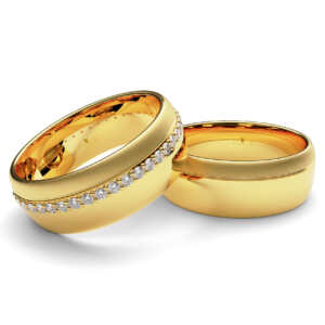 Par de Alianças em ouro modelo Anemona abaulada AL073