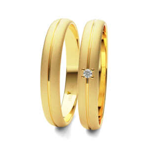 Par de Alianças em ouro modelo Antúrio fina friso AL036