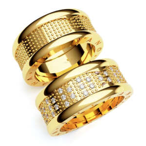 Par de Alianças em ouro modelo Azaléia gravação laser AL058