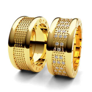 Par de Alianças em ouro modelo Azaléia gravação laser AL058