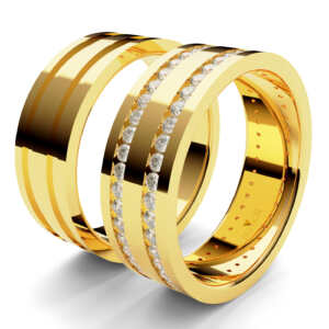 Par de Alianças em ouro modelo Bertalha pedras AL051