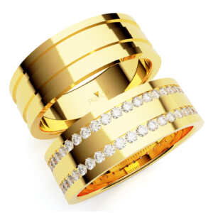 Par de Alianças em ouro modelo Bertalha pedras AL051