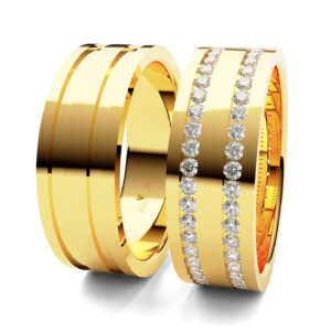 Par de Alianças em ouro modelo Bertalha pedras AL051