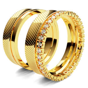 Par de Alianças em ouro modelo Bogarim côncava AL020