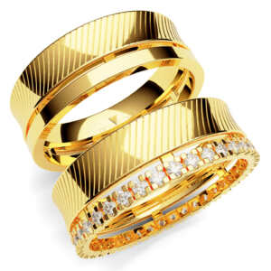 Par de Alianças em ouro modelo Bogarim côncava AL020