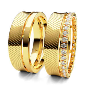 Par de Alianças em ouro modelo Bogarim côncava AL020