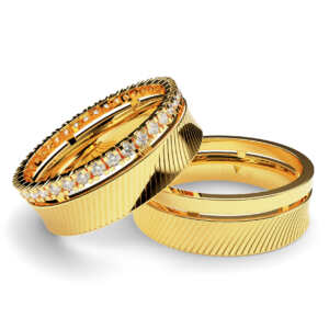 Par de Alianças em ouro modelo Bogarim côncava AL020