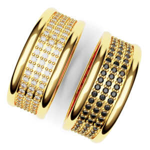 Par de Alianças em ouro modelo Bonina estilo Bvl AL011