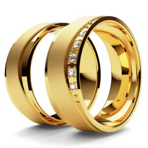 Par de Alianças em ouro modelo Bouvardia fosca AL074