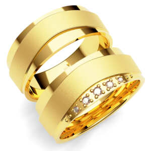 Par de Alianças em ouro modelo Bouvardia fosca AL074