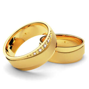 Par de Alianças em ouro modelo Bouvardia fosca AL074