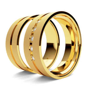 Par de Alianças em ouro modelo Calatéia 5 Pedras AL053