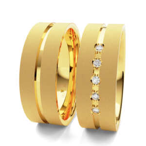 Par de Alianças em ouro modelo Calatéia 5 Pedras AL053