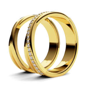 Par de Alianças em ouro modelo Caliandra torcido AL069