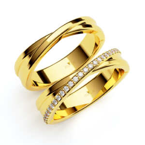 Par de Alianças em ouro modelo Caliandra torcido AL069