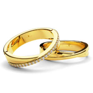 Par de Alianças em ouro modelo Caliandra torcido AL069