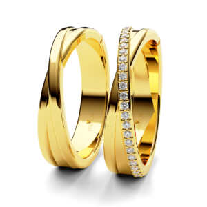 Par de Alianças em ouro modelo Caliandra torcido AL069