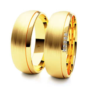 Par de Alianças em ouro modelo Camélia abaulada AL010