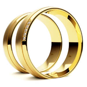 Par de Alianças em ouro modelo Camélia abaulada AL010