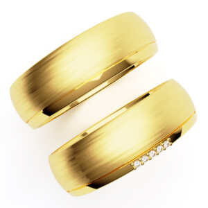 Par de Alianças em ouro modelo Camélia abaulada AL010