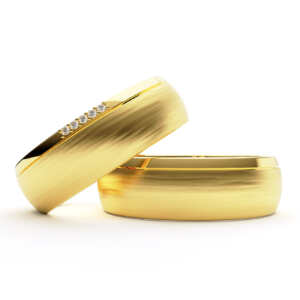 Par de Alianças em ouro modelo Camélia abaulada AL010