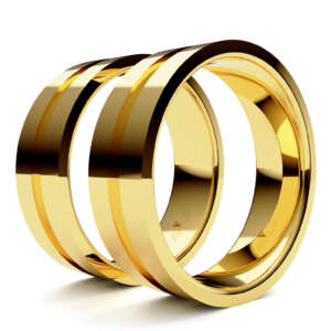 Par de Alianças em ouro modelo Cardo friso largo AL046