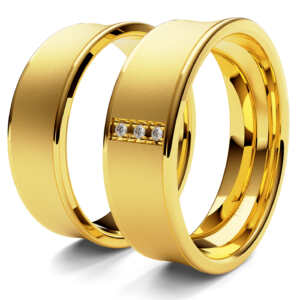 Par de Alianças em ouro modelo Celósia côncava AL030