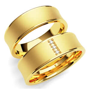 Par de Alianças em ouro modelo Celósia côncava AL030