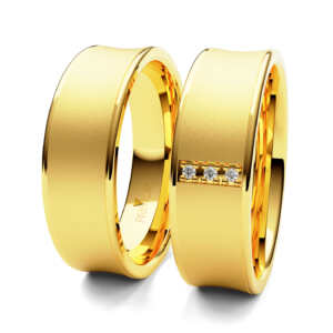 Par de Alianças em ouro modelo Celósia côncava AL030