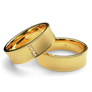 Par de Alianças em ouro modelo Celósia côncava AL030