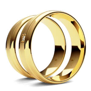 Par de Alianças em ouro modelo Cerejeira com frisos AL025