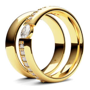 Par de Alianças em ouro modelo Copo de Leite ródio AL026