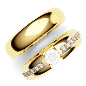 Par de Alianças em ouro modelo Copo de Leite ródio AL026