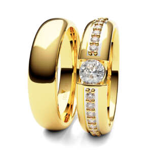 Par de Alianças em ouro modelo Copo de Leite ródio AL026